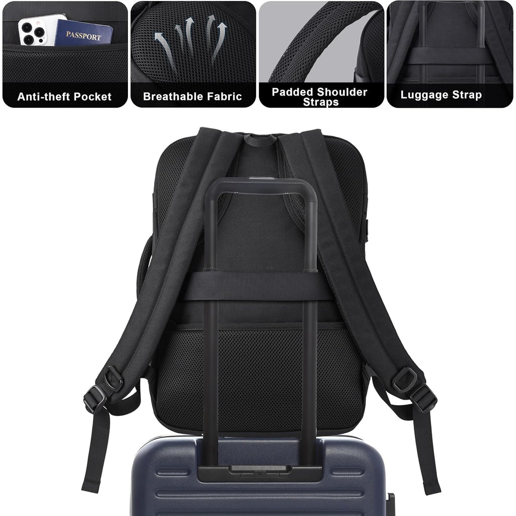 Tsa Approved Carry On Backpack, Extra Large Tactical Travel Backpack For Men, Airplane Approved Weekender Bag For Flight (Black)