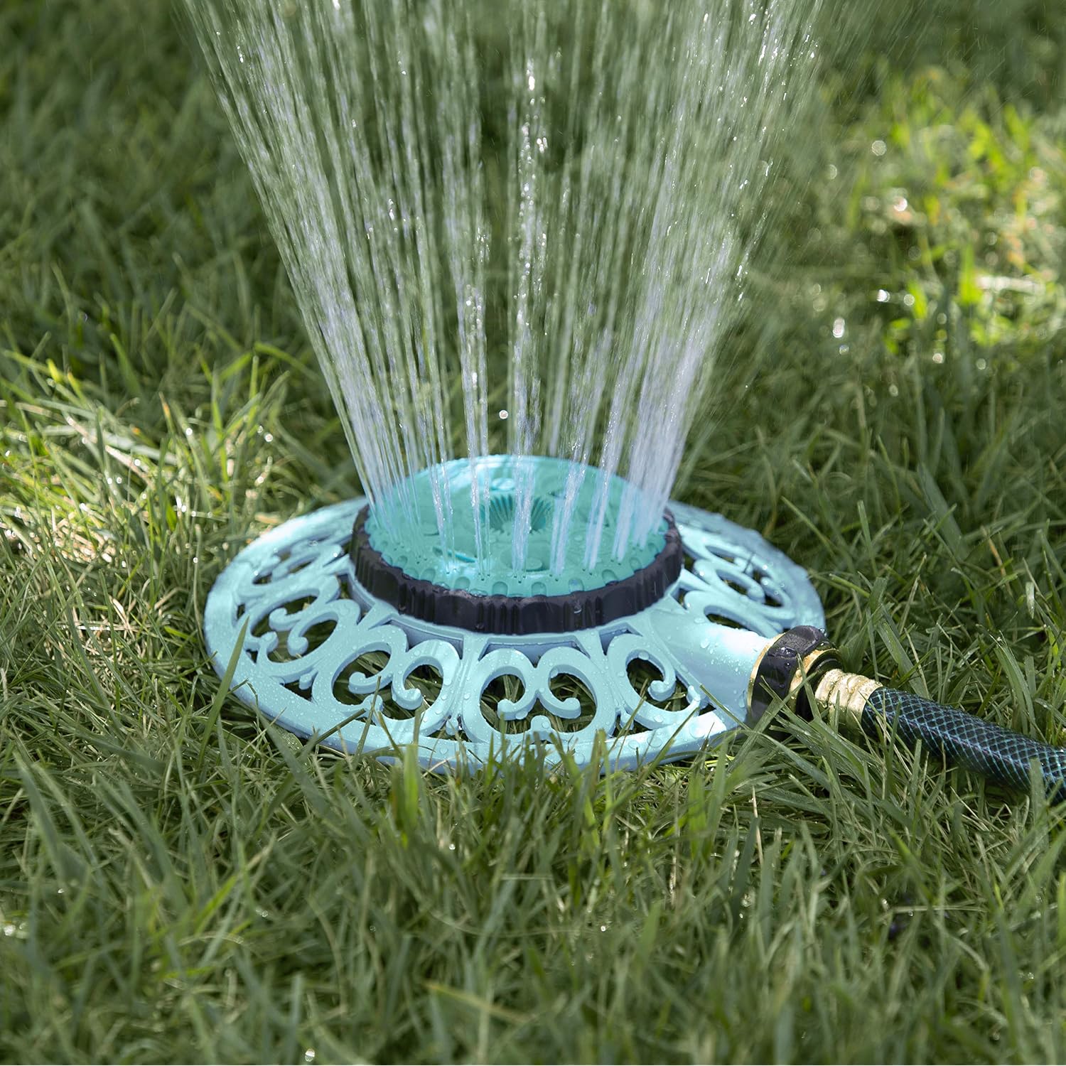 Melnor 65101-Amz Sprout Metal 8-Pattern Sprinkler And Quickconnect Product Adapter Amazon Bundle, Gooseberry Green
