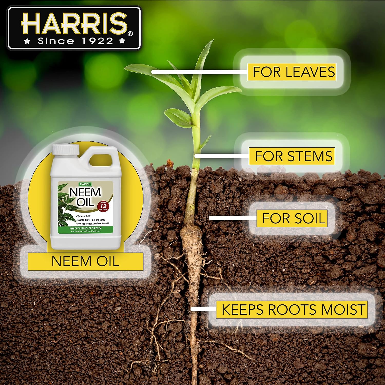 Harris Neem Oil Cold Pressed Water Soluble Concentrate, Makes 12 Gallons