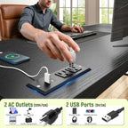 39.3" Gaming Desk With Power Outlet And Led Lights,Bedroom,Black | Computer Desk With Adjutable Monitor Stand,Fabric Drawer,Office Desk With Cpu Stand, Home Work,Study And Gaming,Small Spaces