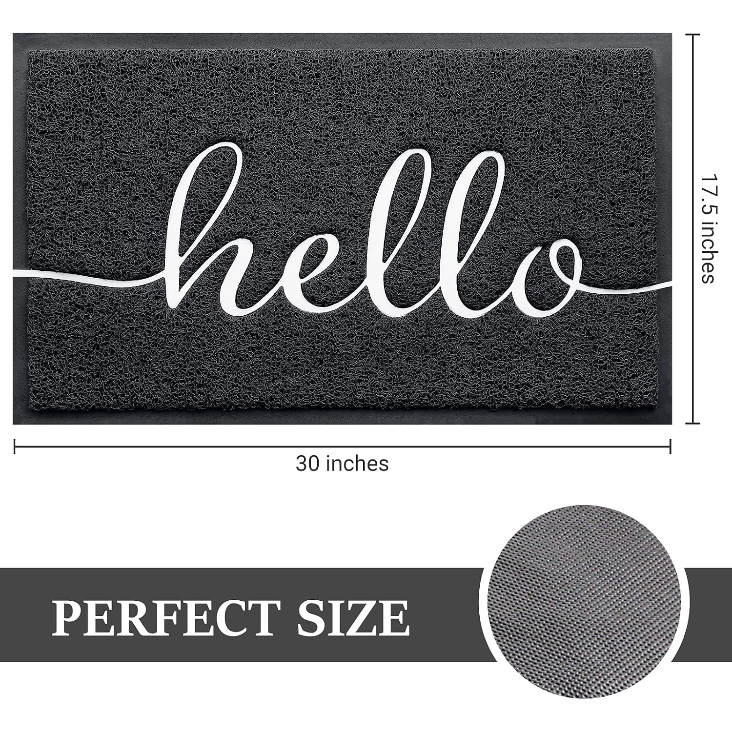Door Mat (30"X17.5",Black), Welcome Mat Low Profile Front Doormat Floor Mat Non Slip Rugs For Entryway, Patio, High Traffic Areas