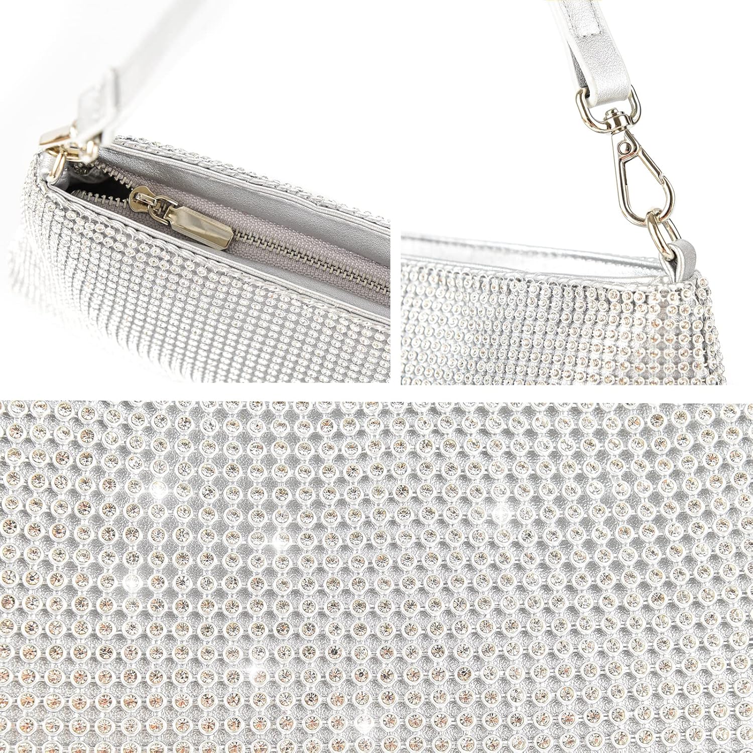 Valleycomfy Bling Evening Clutch Bag for Women Lady Girl Bride Rhinestone Purse For Prom Cocktail Party Wedding Engagement