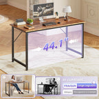 47 X 20 Inch Computer Desk, Power Outlets, Usb-C, Rustic Brown | Office Desk With 4 Ac Outlets, Usb & Usb-C, Sturdy Metal Frame, Spacious Desktop For Work, Writing, Study & Gaming