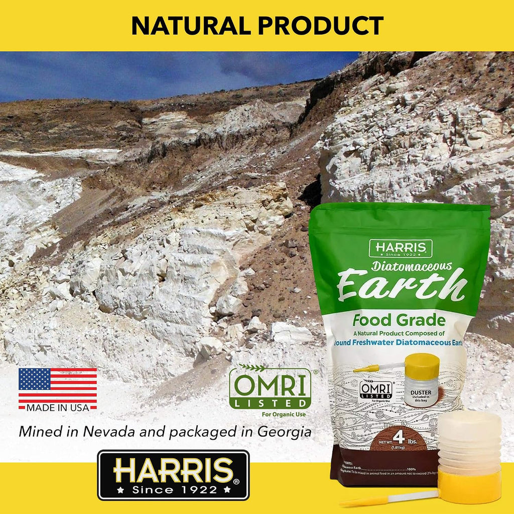 Harris Diatomaceous Earth Food Grade, 4Lb With Powder Duster Included In The Bag