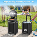 Westtree Misting Fan Portable Rechargeable With 4 Gal Large Bucket, Mist Fan With Retractable Handle & Oscillating Mister Outdoor Camping Cooling Fan For Patio/Beach/Fishing/Golf/Travel Essentials