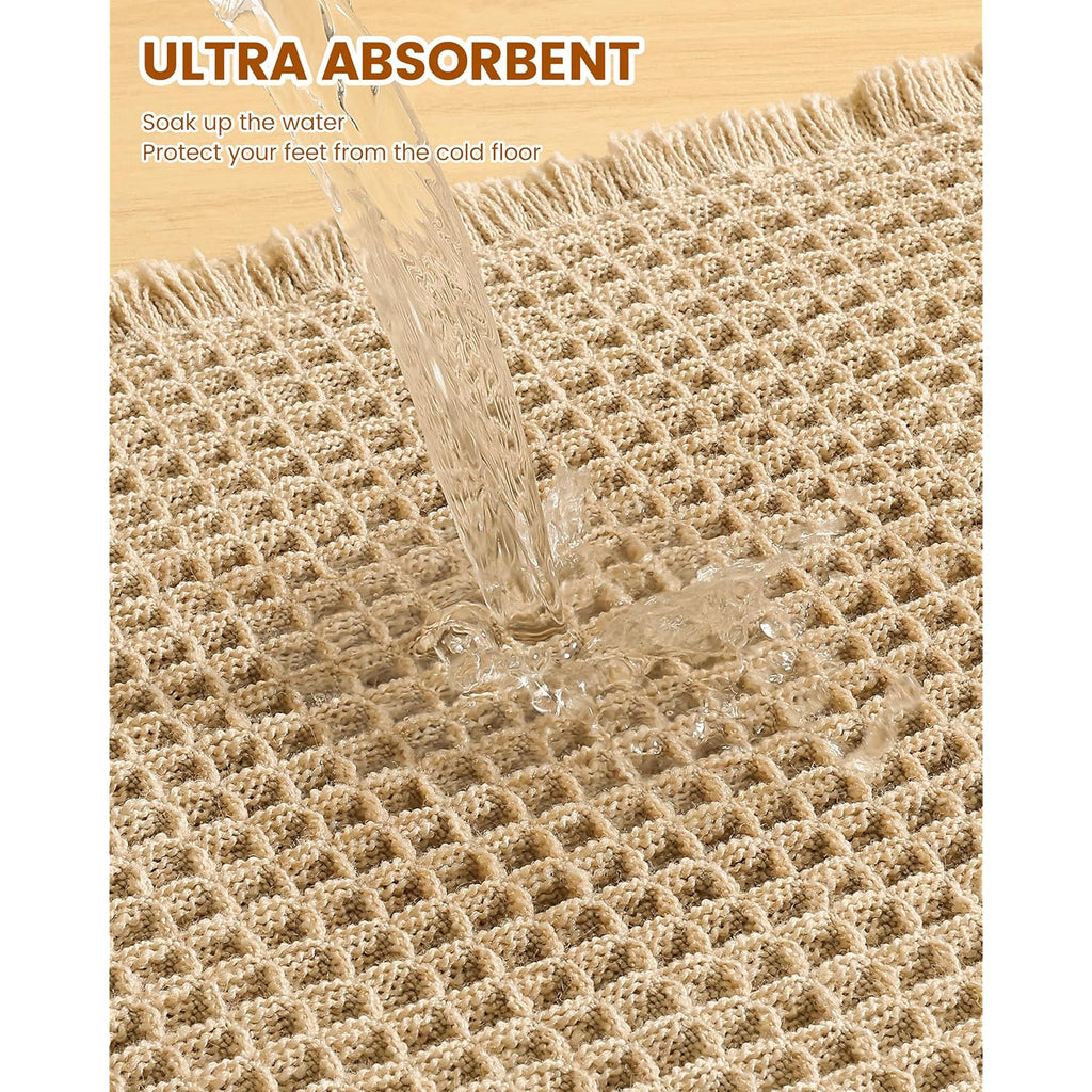 Smiry Waffle Bath Mat 30x20, Extra Soft Absorbent Bathroom Rugs, Non Slip Machine Washable Quick Dry Bath Rugs for Bathroom Floor, Tub, Shower, Home Decor Accessories, Brown