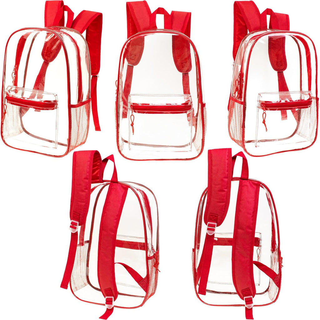 Moda West 24 Pack 17Inch Wholesale Bulk Clear Backpack In 6 Assorted Color
