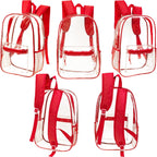 Moda West 24 Pack 17Inch Wholesale Bulk Clear Backpack In 6 Assorted Color