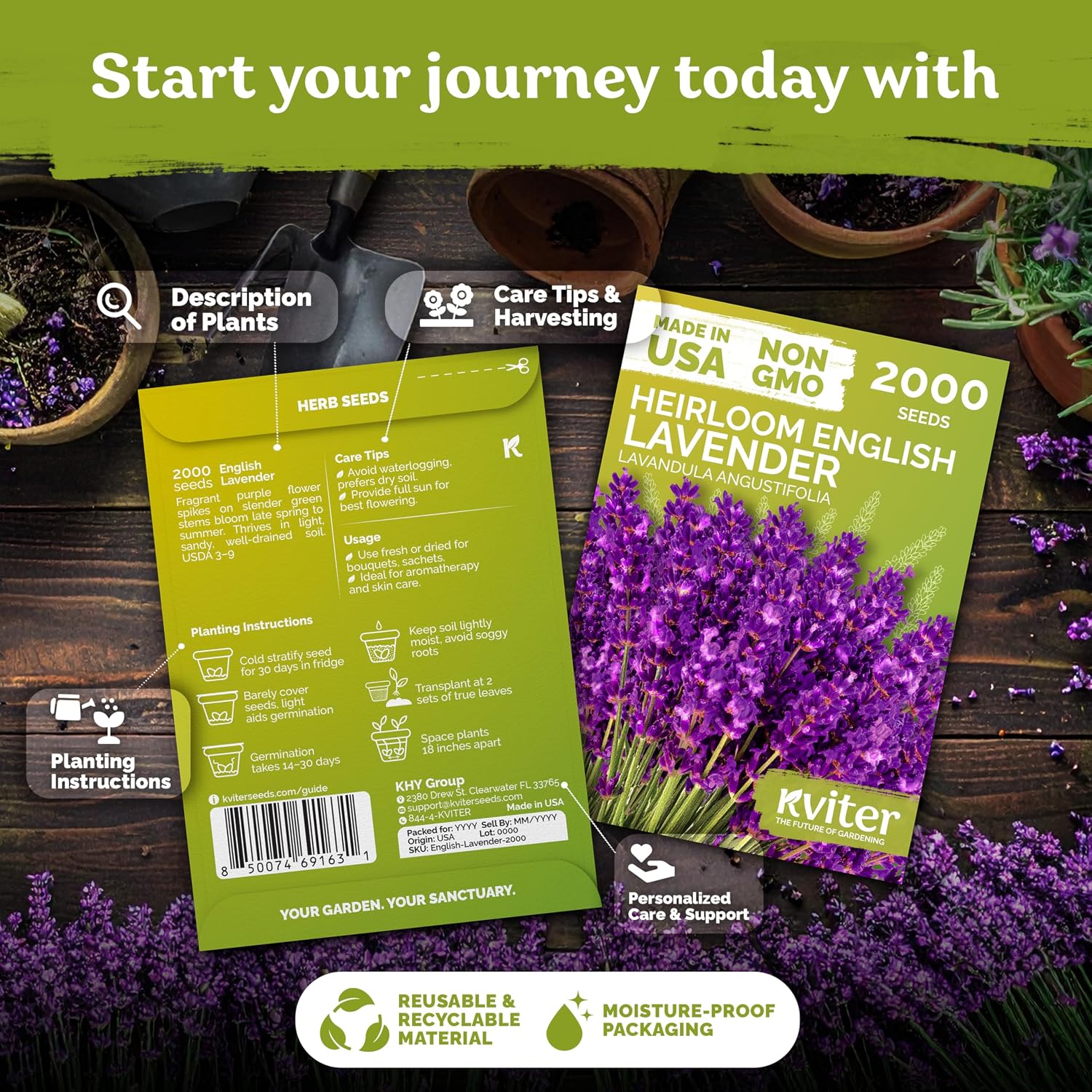2000 English Lavender Seeds For Planting Outdoor & Indoor (Lavandula Angustifolia) – True Lavender Flowers, Heirloom Perennial, Non-Gmo – Herb Seeds For Outdoor Garden, Flower Beds