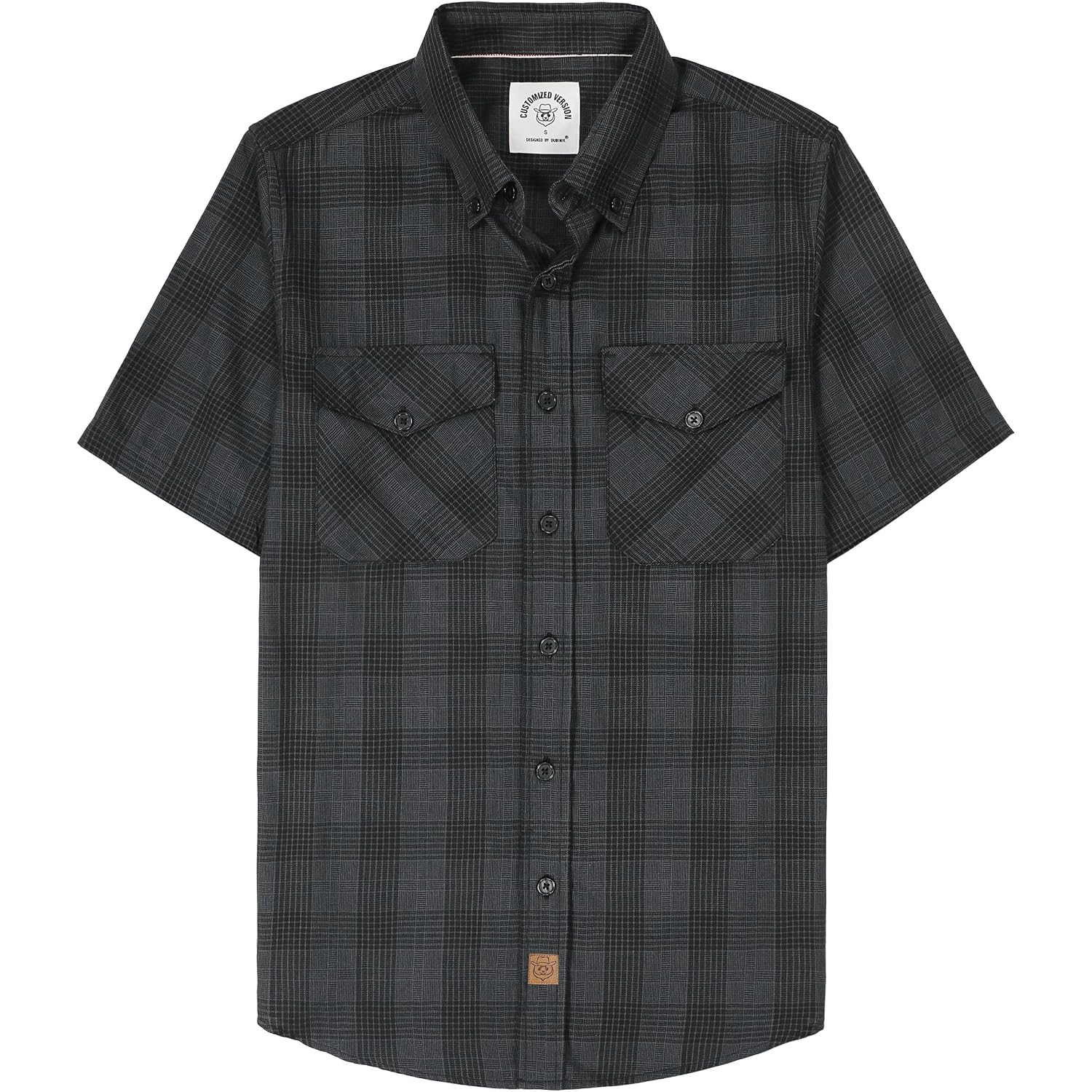 Dubinik® Mens Short Sleeve Button Down Two Pockets Soft Vintage Regular Fit Vintage Fishing Casual Shirts