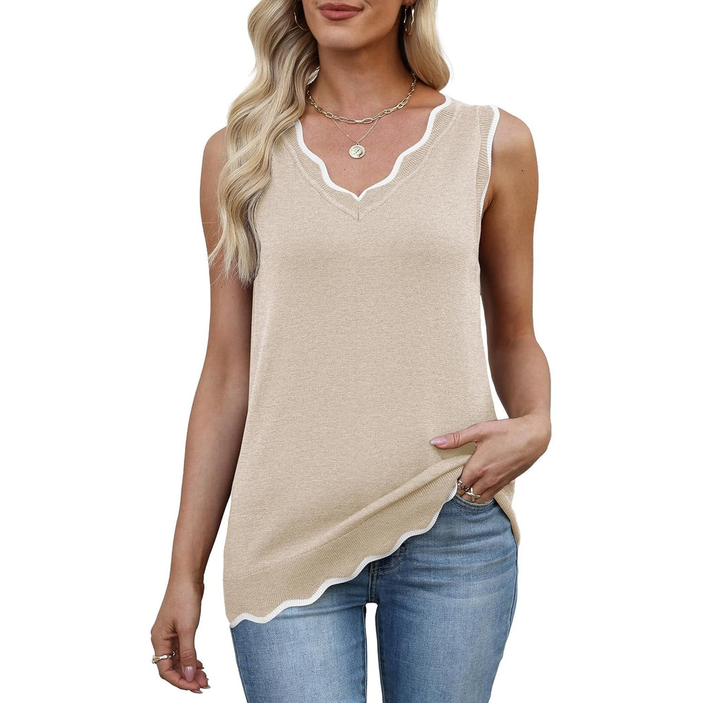 Tank Tops for Women Sleeveless Summer Tops Spring Fashion Lightweight Sweater Vest V Neck Business Casual Outfits