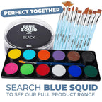 Blue Squid Pro Face Paint - Professional Water Based Single Cake Facepaint & Body Paints - Sfx Makeup, Kids Adults Face Painting For Costume, Halloween, Cosplay - Classic Black 90G / 3Oz