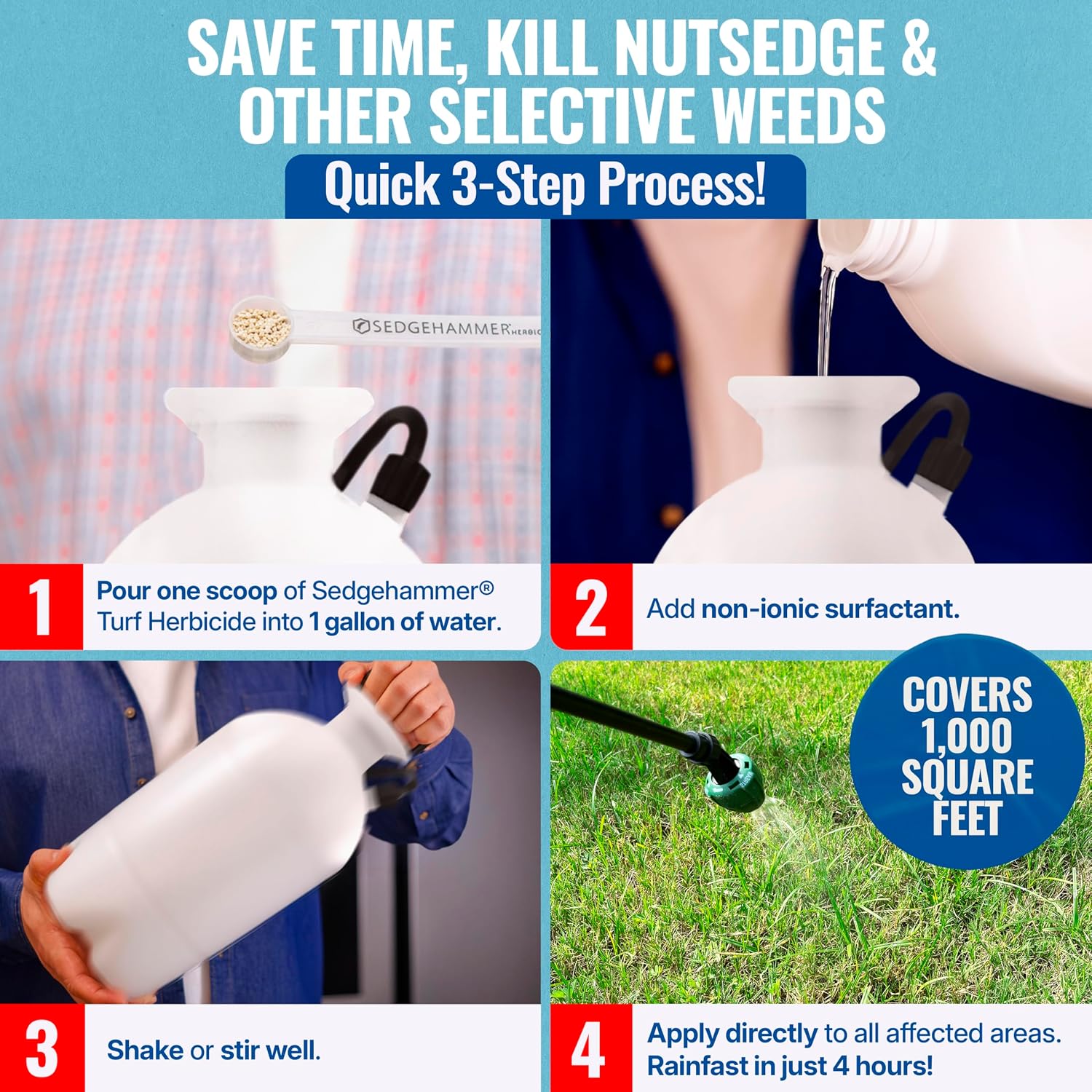 Sedgehammer 51516 Nutsedge Killer & Herbicide - Kills Yellow Nutsedge, Purple Nutsedge & Green Kyllinga, Selective Weed Killer For Lawns, Gardens & Landscapes