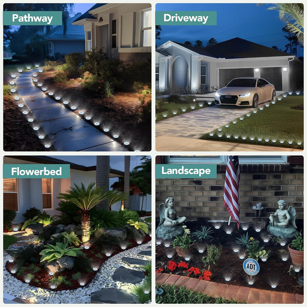 Solpex Mini Solar Ground Lights, 10 Pack Solar Lights Outdoor Waterproof, Pathway Lights Solar Powered, Solar Garden Light, Landscape Lighting For Yard Driveway Walkway (Cool White)