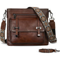 Iswee Soft Leather Crossbody Bags For Women Shoulder Handbags Multi Pocket Travel Purse With Adjustable Strap Medium Size