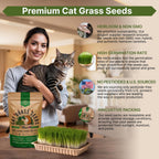 Cat Grass Seeds Mix - 20,800 Non-Gmo Heirloom Seeds For Cats & Pets, 16 Oz Pack For Growing Fresh Barley, Oat, Rye & Wheat Grass Seeds For Planting, Indoor Plants, Hairball Remedy