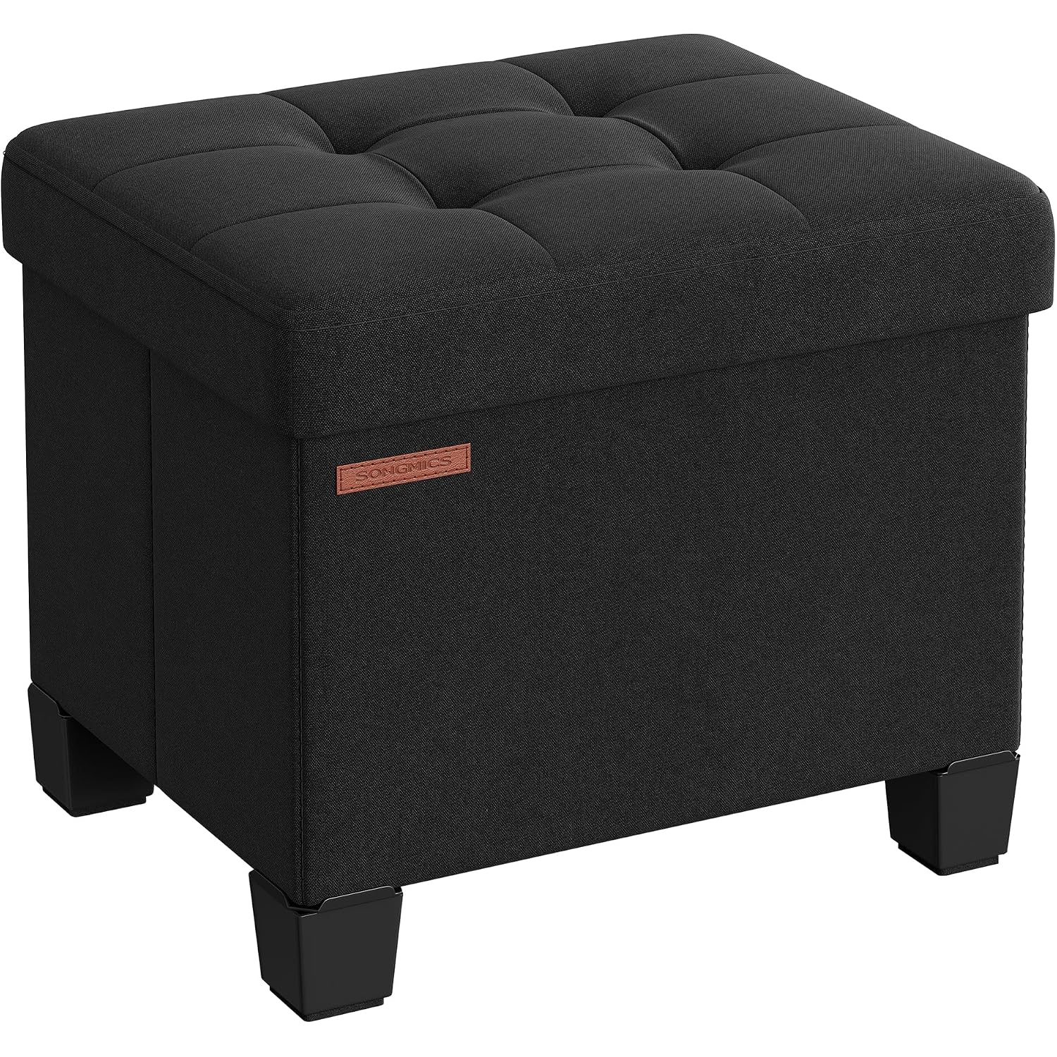 Songmics Storage Ottoman, Small Ottoman Foot Rest With Legs, 12.6 X 15.7 X 13.2 Inches Foot Stool, Load Up To 660 Lb, For Living Room, Bedroom, Dorm, Ink Black Ulsf012B01
