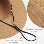 Trifabricy Beach Sun Straw Hats for Women, Wide Brim Womens Sun Hat UPF UV Protection, Foldable Packable Summer Hats Roll Up