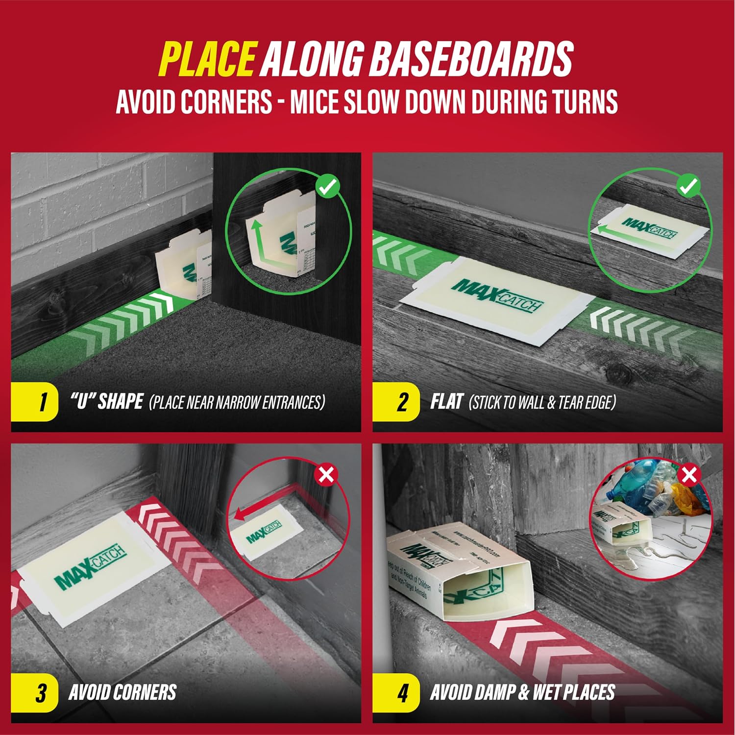 Catchmaster Max-Catch Mouse & Insect Glue Trap 36Pk, Mouse Traps Indoor For Home, Sticky Pest Control Adhesive Tray For Catching Bugs, Bulk Classic Glue Boards
