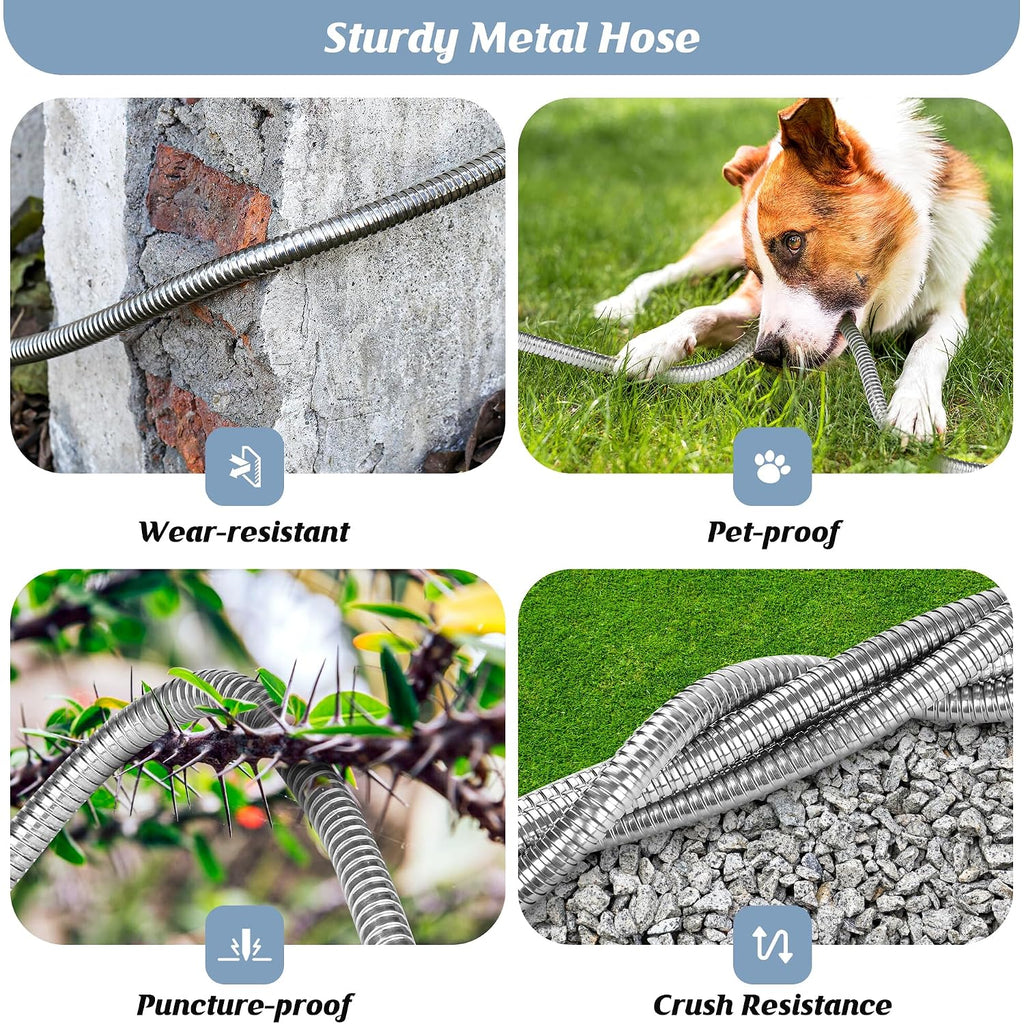 Garden Hose 100Ft With 10-Function Nozzle, No-Kink Water Hose | Metal Hoses With Leak-Proof Connectors, Lightweight, Puncture-Proof, Pet-Proof, Sturdy, 550Psi, Hose For Outdoor, Yard