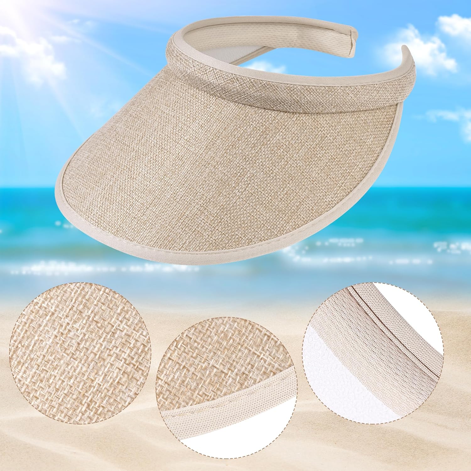 Dxhycc 3 Pack Sun Visor Hats for Women Men Clip On Wide Brim Visors Outdoor Golf Beach Tennis Cap