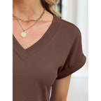 Anrabess Womens Waffle Knit Tops 2026 Summer Casual Short Sleeve V Neck T Shirts Basic Work Tee Spring Vacation Blouses