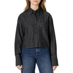 Amazon Essentials Women'S Modern Oversized-Fit Cropped Denim Button-Down Shirt