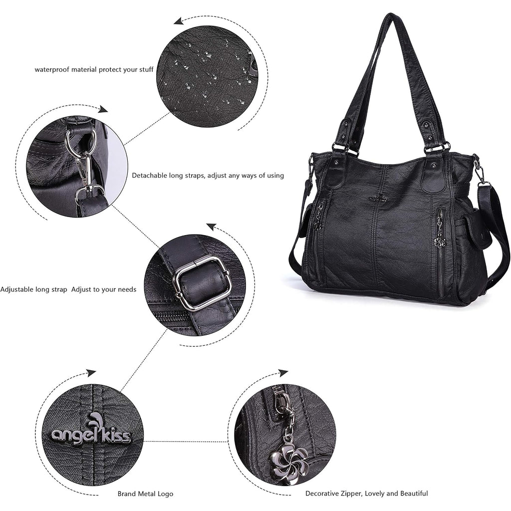 Angel Kiss Handbags For Womens Top-Handle Hobo Purse Roomy Casual Shoulder Bags Pu Tote Satchel Purse For Women