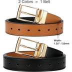 CHAOREN Reversible Belt for Women, Womens Leather Belt for Jeans Pants - 2 Styles in One Belt