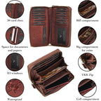 Leather RFID Wallet Women – Modern RFID Womens Wallet- Big Multiple Compartments – Credit Card Holder – Handcrafted Genuine Leather -Carteras de Mujer Piel