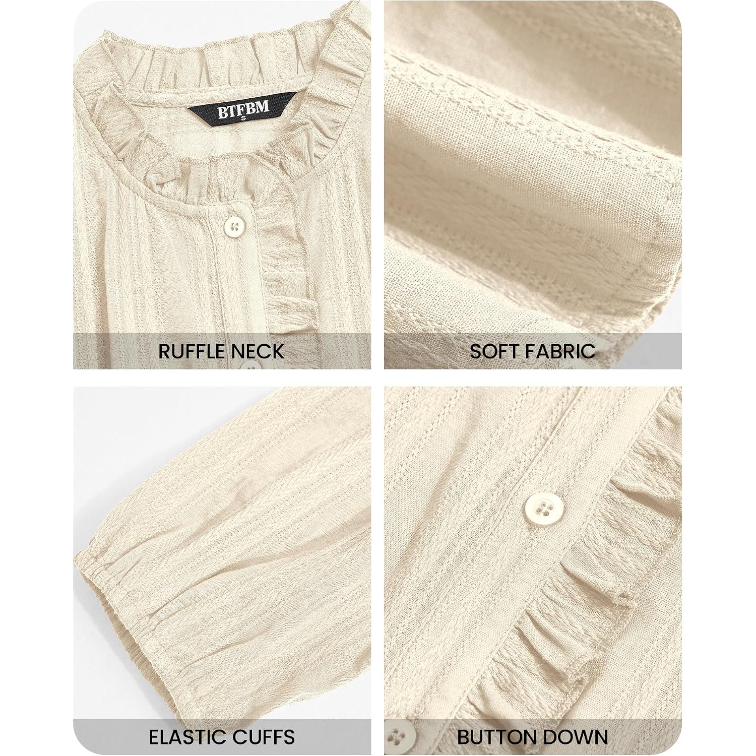 Btfbm Long Sleeve Shirts For Women Trendy Ruffle Tops Lightweight Button Down Shirt Loose Spring Blouses 2026