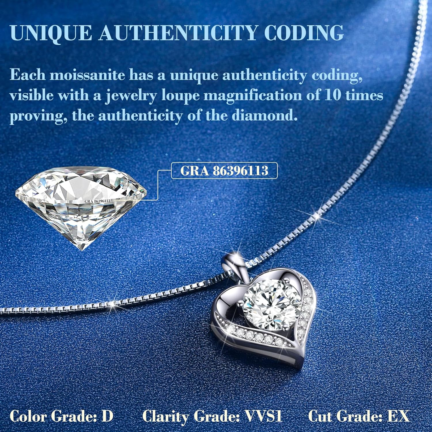 DALOJOE Moissanite Necklace for Women, 1-3 Carat Moissanite Heart Necklace Engraved with 'I LOVE YOU', Birthday Gift for Wife, Anniversary Present for Wife, Women, Jewelry Gifts for Girlfriend, Mom