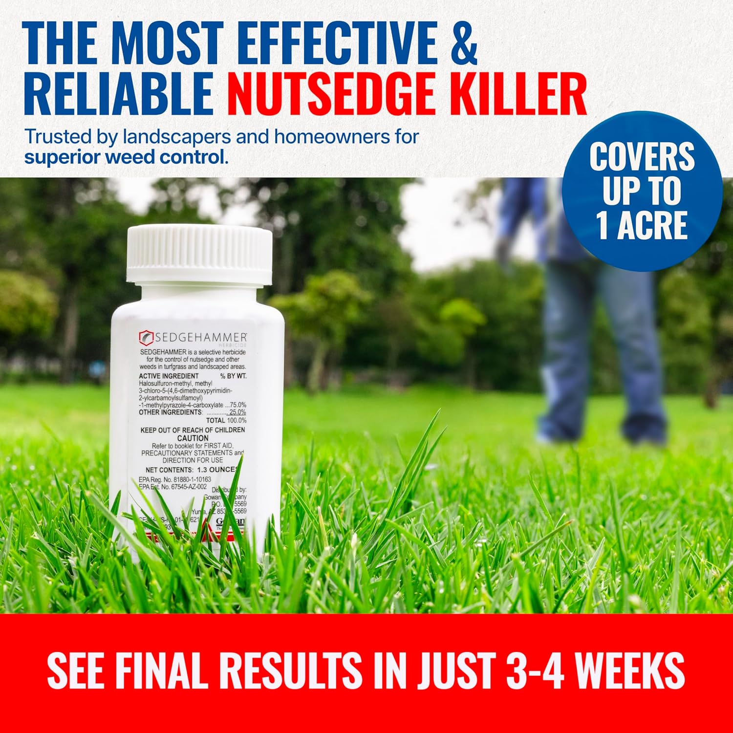 Sedgehammer 51516 Nutsedge Killer & Herbicide - Kills Yellow Nutsedge, Purple Nutsedge & Green Kyllinga, Selective Weed Killer For Lawns, Gardens & Landscapes