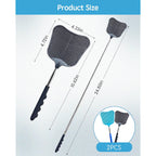 Cuncui Fly Swatter Set Of 2, Telescopic Fly Swatters-Black & Blue | Cuncui Fly Swatter 2 Pack, Durable Telescopic Stainless Steel Extendable Handles, For Home And Office, 2Pcs, 2 Colors