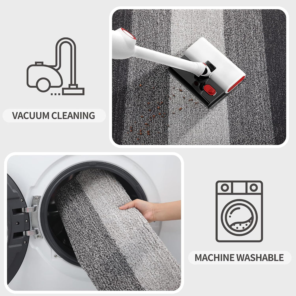 Indoor Outdoor Door Mat, 32X20 Non-Slip Absorbent Dirt Trapper, Low-Profile Washable Inside Entrance Front Floor Mat, Sturdy Soft Entry Doormats For Entryway, Grey