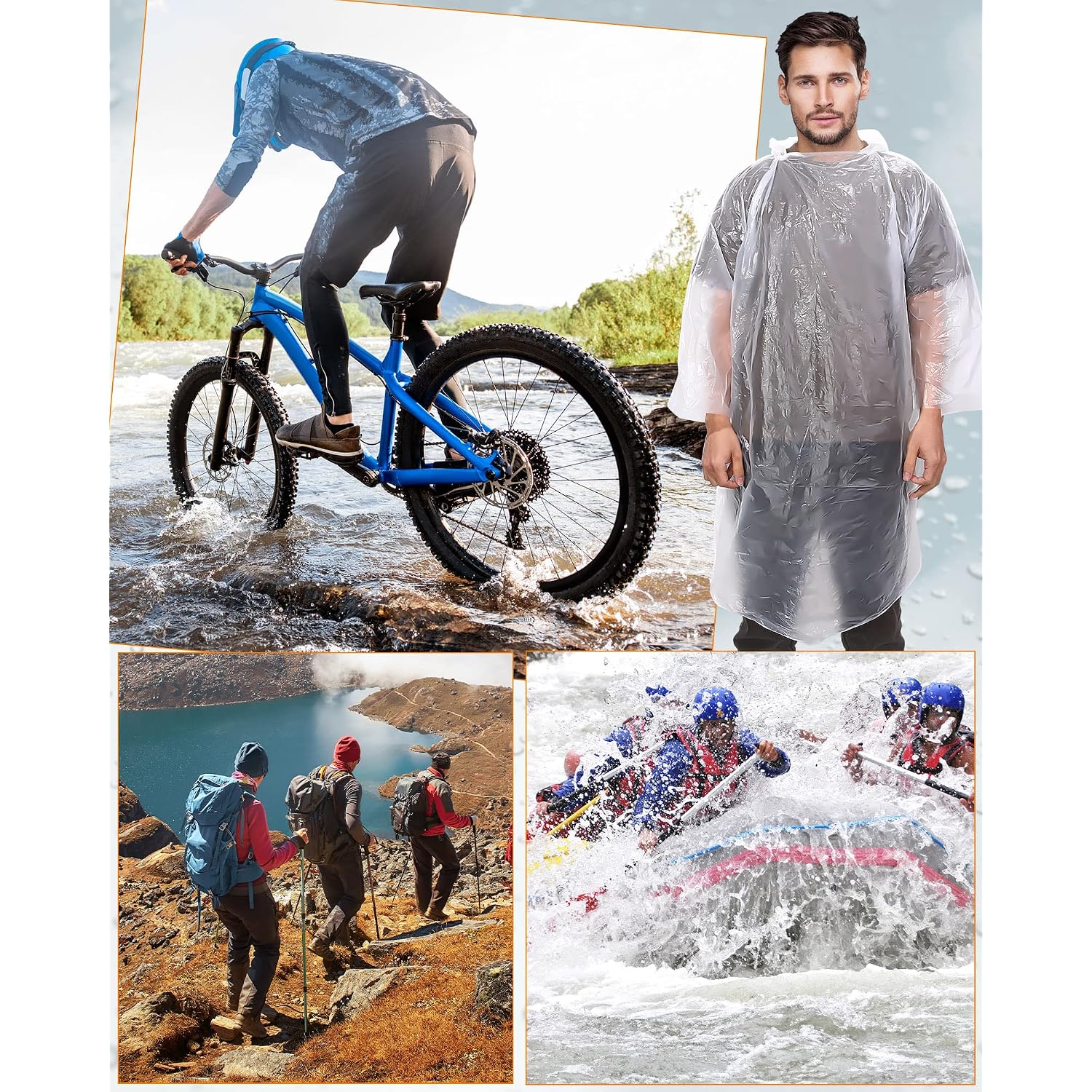 Jagely 120 Pack Disposable Rain Poncho For Adult Family Bulk Wedding Homeless Gift Emergency Travel Hooded Outdoor Raincoat