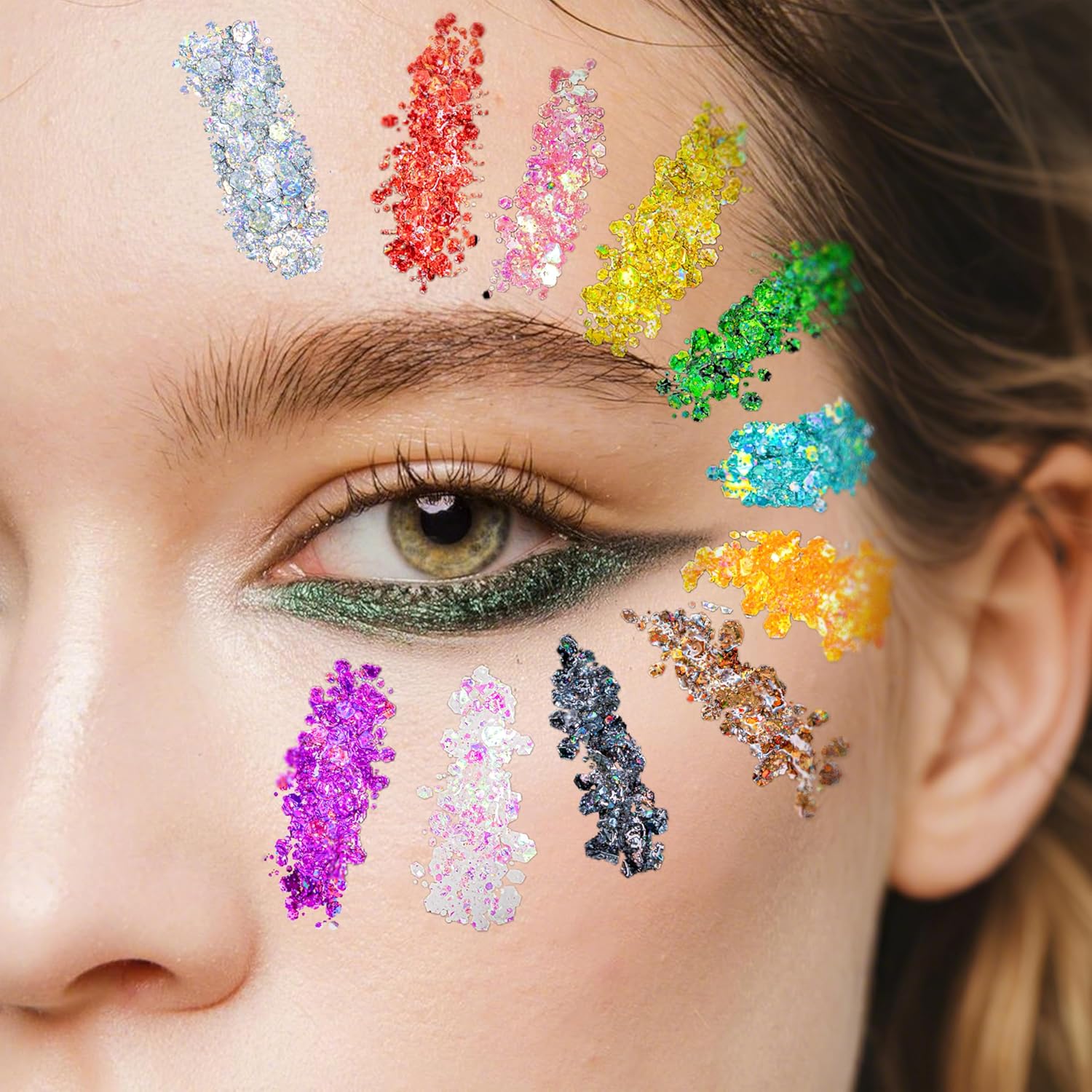 Body Glitter Face Glitter Makeup Festival Glitter, 20 Colors Face and Body Glitter Gel, Hair Glitter Gel, Body Makeup