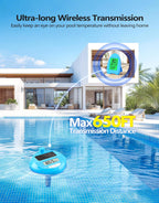 Poolleader Solar Powered Wireless Pool Thermometer With Dynamic Light Show | Dual Backlit Display For Easy Read, 650Ft Transmission, ±0.5℉ Accuracy, Ip68 Waterproof Pool Temperature Guage For Hot Tub