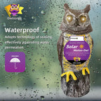 Solar Owl With Glowing Eyes, Rotating Head, Hoot Sound, Motion Detector And Silent Mode, Plastic Owl Garden Sculpture, Garden Decoration