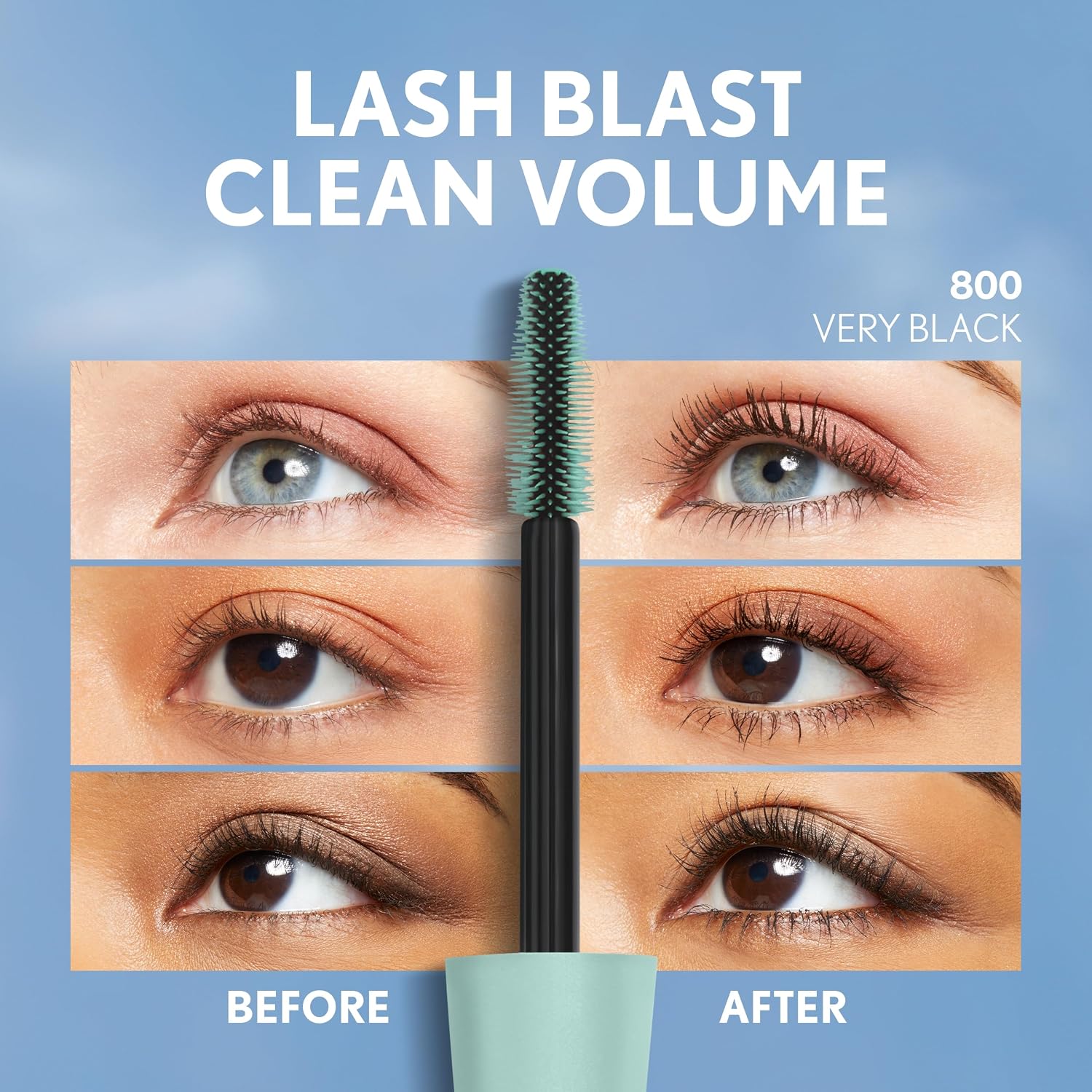 Covergirl Lash Blast Clean Volume Mascara, Vegan Formula, Volumizing, Smudge-Proof, Very Black, 1 Count