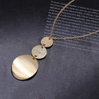 PERNNLA PEARL Long Disc Pendant Necklace for Women 18K Gold Plated Sweater Chain Fashion Jewelry