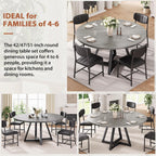 Jocoevol 51" Round Dining Table Kitchen Dining Room Circle Dinner Pedestal Table For 4 6 8, Space Saving Wood Kitchen & Dining Room Furniture (Grey)