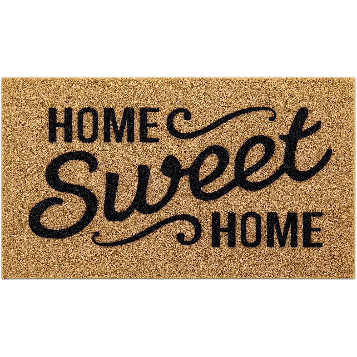 Olanly Front Door Mat, Low Profile Doormat, Stain And Fade Resistant, Easy To Clean, For Indoor And Outdoor Entrances, Patio Porch Or Entryway, Brown (30X17 Inch, Home Sweet Home)