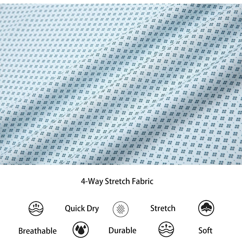 Alex Vando Mens Printed Dress Shirts Easy Care Button Down Shirt | Four-Way Flexible Weave, Inner Collar & Cuff Contrast, Anti-Wrinkle Texture, Lightweight, Great Present For Male Relatives