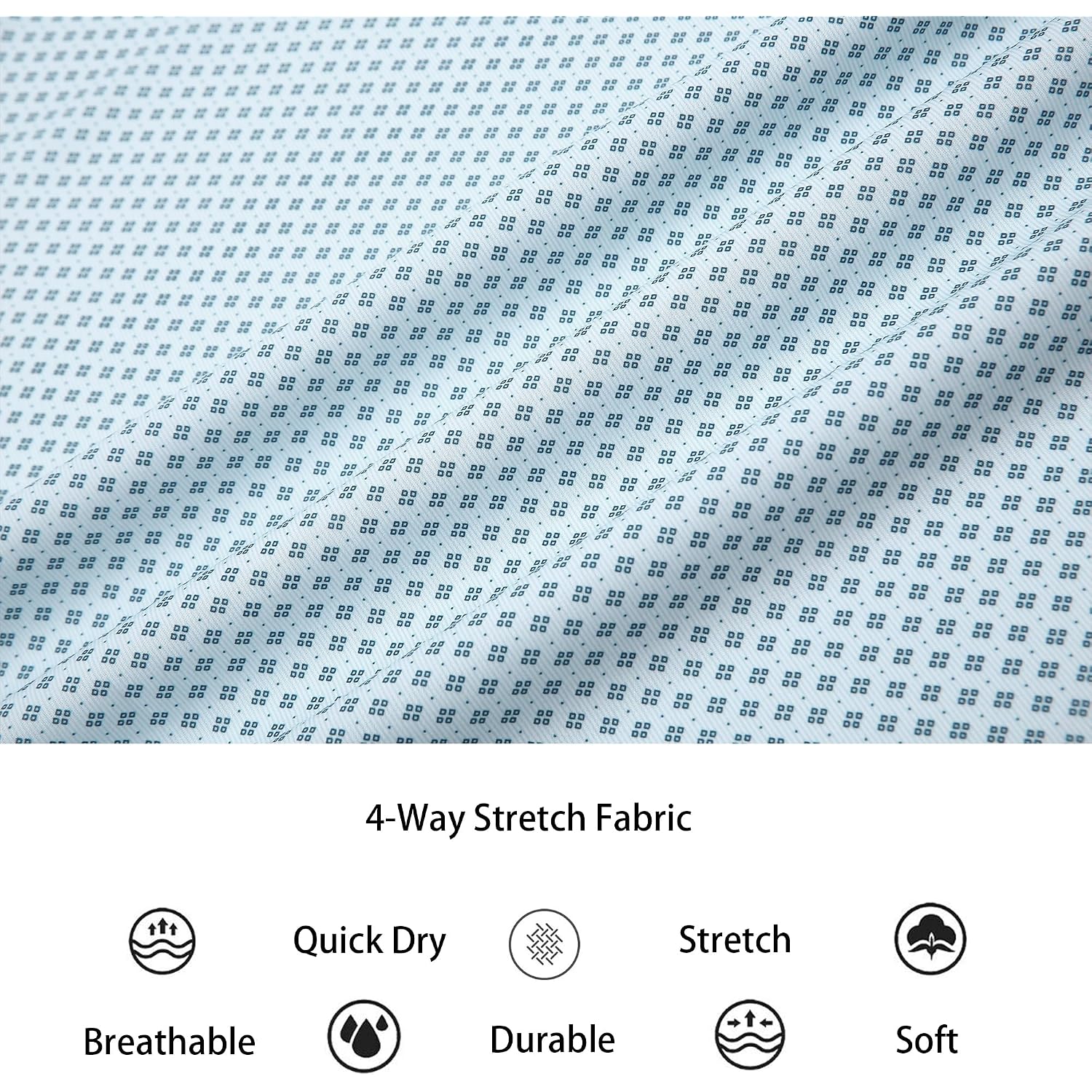 Alex Vando Mens Printed Dress Shirts Easy Care Button Down Shirt | Four-Way Flexible Weave, Inner Collar & Cuff Contrast, Anti-Wrinkle Texture, Lightweight, Great Present For Male Relatives
