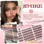 Brown Lash Clusters 8-12MM Short Lashes Clusters Wispy Individual Lashes with Clear Band C-Curly Cluster Eyelash Extensions 120Pcs DIY Lash Extensions at Home by JIMIRE