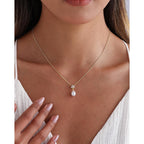 Pearl Necklaces for Women 14k Gold Plated Dainty Pearl Diamond Pendant Necklace Wedding Jewelry Bridal Bridesmaid Gifts for Women
