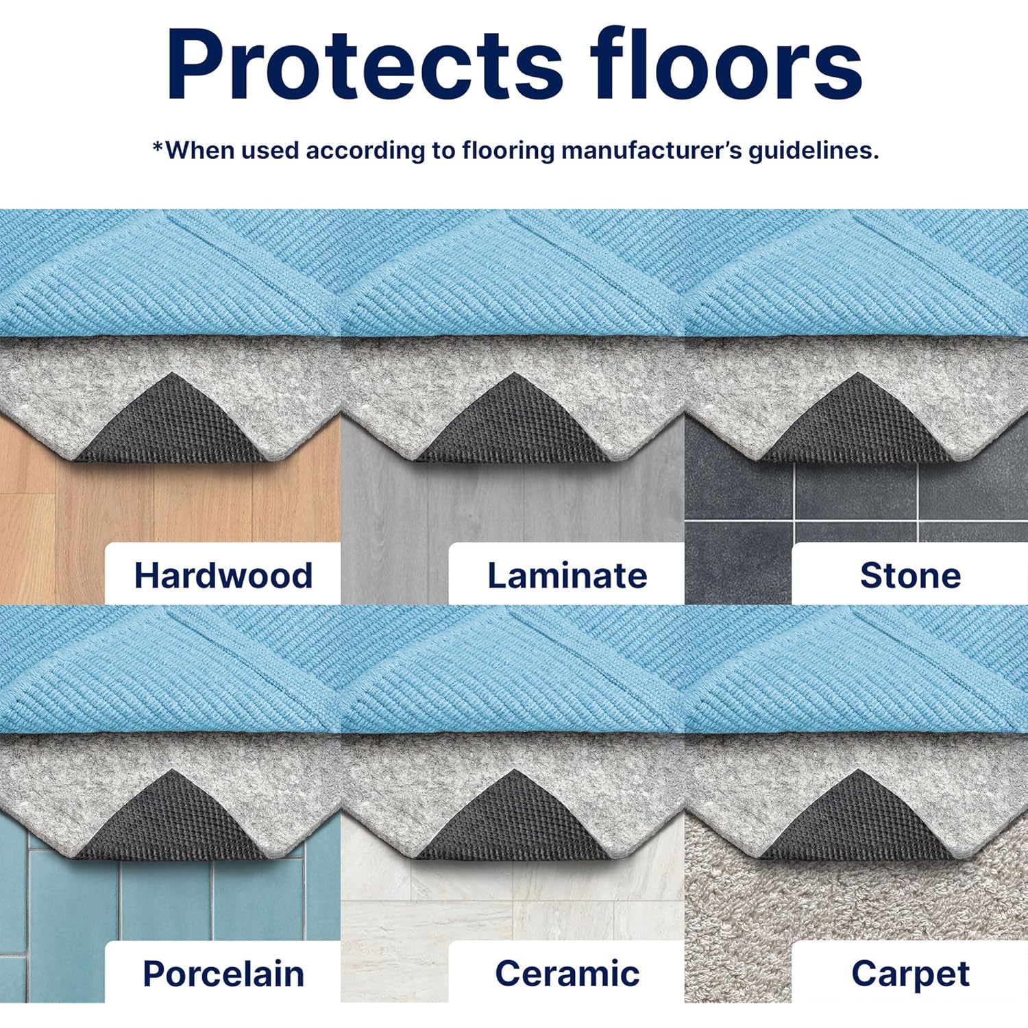 RUGPADUSA - Dual Surface - 8'x10' - 1/4" Thick - Felt + Rubber - Non-Slip Backing Rug Pad - Safe for All Floors