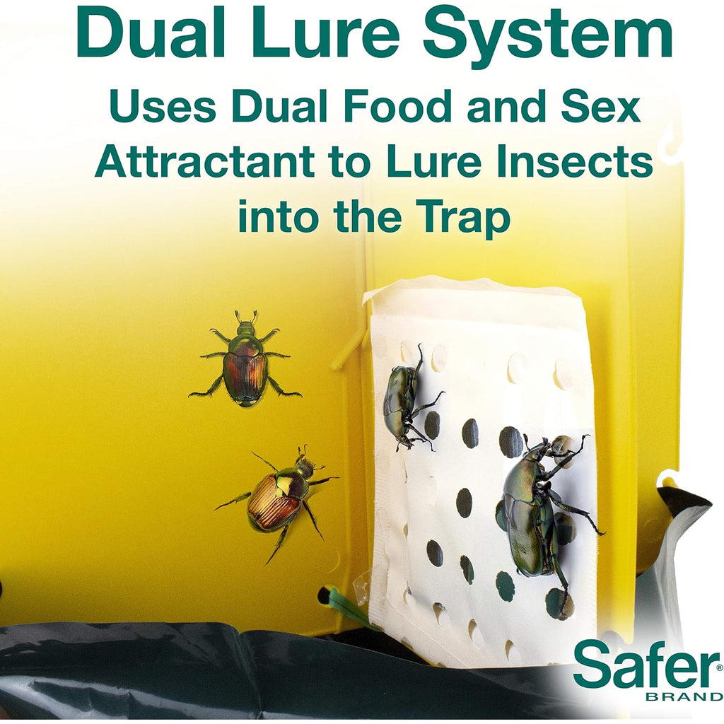 Safer Brand Japanese Beetle Trap With Attractant - 70102 - Includes 1 Trap, 1 Lure, And 2 Jumbo Bags - Japanese Beetle Traps Outdoor