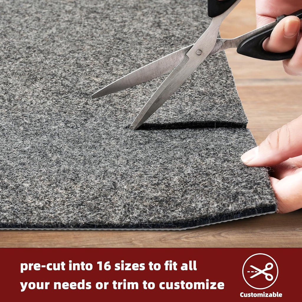 BAGAIL Felt and Natural Rubber Backing Rug Pads 1/4” Thick, 5 x 7 Ft Non Slip Carpet Gripper Keep Rugs in Place, Under Area Rug Protective Cushioned Pads, Carpet Runners, Hardwood Floors Protection